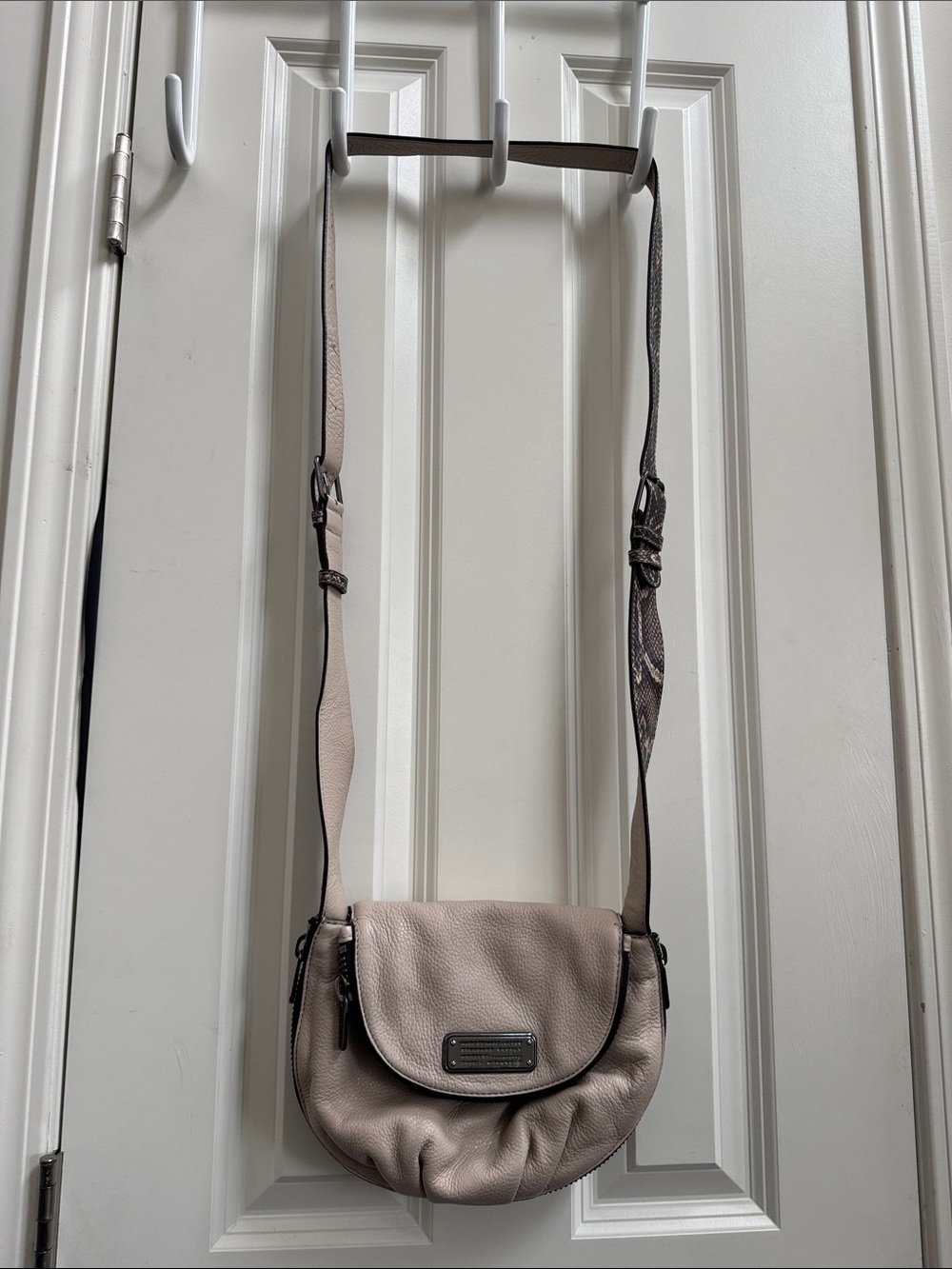 Marc by Marc Jacobs Pebbled Leather Flap Crossbody in Tan w/ Snake Skin Strap